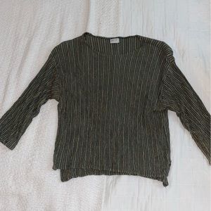 Green Textured Quarter Sleeve Shirt - Habitat